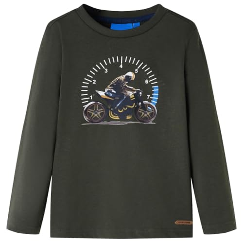 Kinder Langarmshirt mit Motorrad-Aufdruck Pullover Sweatshirt T-Shirt Khaki 128 von vidaXL