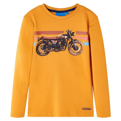 vidaXL Kinder Langarmshirt mit Motorrad-Aufdruck Pullover Sweatshirt T-Shirt Ocker 140 von vidaXL