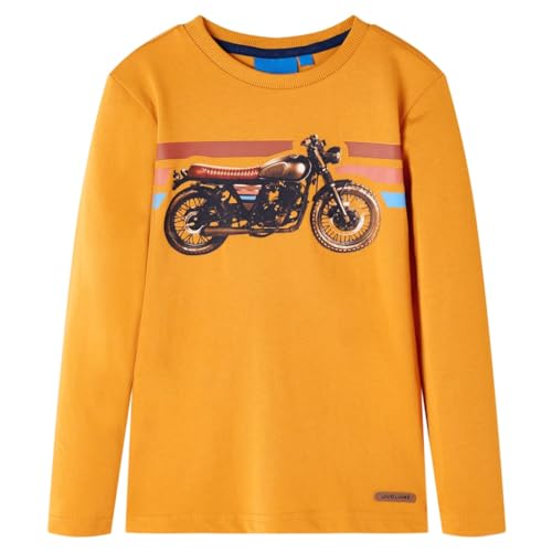 Kinder Langarmshirt mit Motorrad-Aufdruck Pullover Sweatshirt T-Shirt Ocker 92 von vidaXL