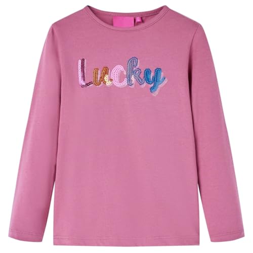 Kinder Langarmshirt mit Pailletten-Beschriftung Langarm T-Shirt Himbeerrosa 104 von vidaXL