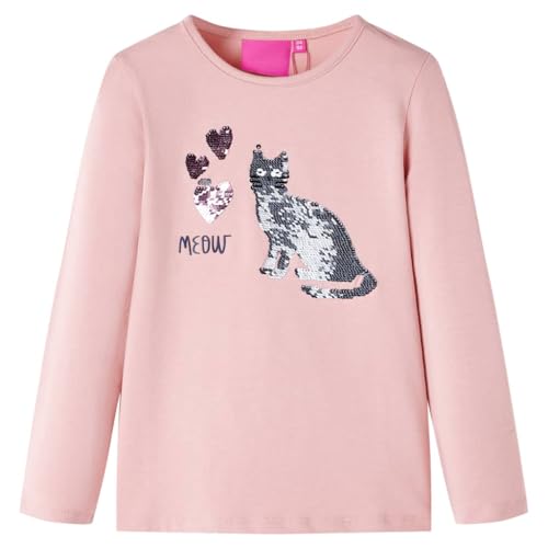 Kinder Langarmshirt mit Pailletten Katze Langarm T-Shirt Jungen Hellrosa 140 von vidaXL
