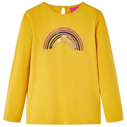 Kinder Langarmshirt mit Regenbogen Aufdruck Langarm T-Shirt Jungen Ocker 104 von vidaXL