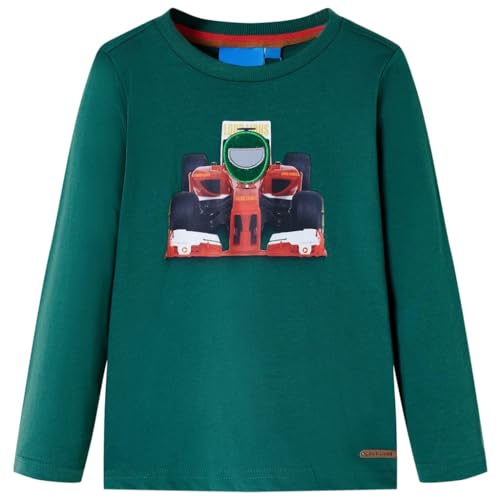 Kinder-Langarmshirt mit Rennwagen-Aufdruck Pullover Sweatshirt T-Shirt Grün 128 von vidaXL