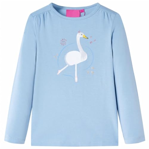 Kinder-Langarmshirt mit Schwan-Aufdruck Pullover Sweatshirt T-Shirt Hellblau 116 von vidaXL