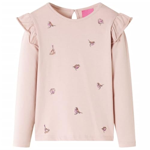 Kinder-Langarmshirt mit Spatz-Motiv Pullover Sweatshirt Langes T-Shirt Rosa 116 von vidaXL