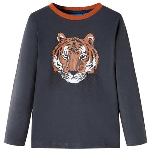 Kinder-Langarmshirt mit Tiger-Aufdruck Pullover Sweatshirt T-Shirt Anthrazit 92 von vidaXL