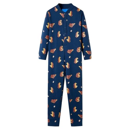 vidaXL Kinder Schlafanzug Einteiler Pyjama Nachtwäsche Hausanzug Jumpsuit Jeansblau 116 von vidaXL