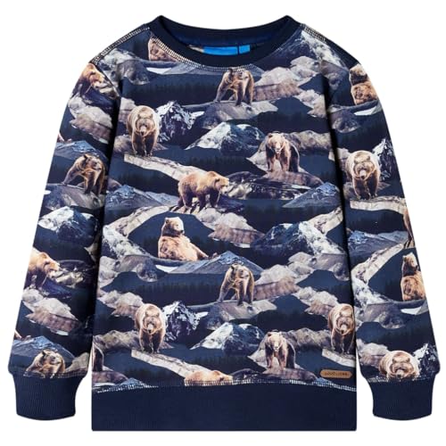 Kinder Sweatshirt Bären-Motiv Langarmshirt Pullover Pulli Shirt Marineblau 140 von vidaXL