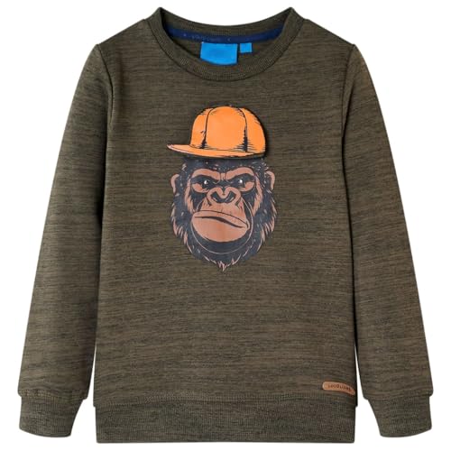 vidaXL Kinder-Sweatshirt Gorilla Langarmshirt Pullover Pulli Dunkelkhaki Melange 128 von vidaXL