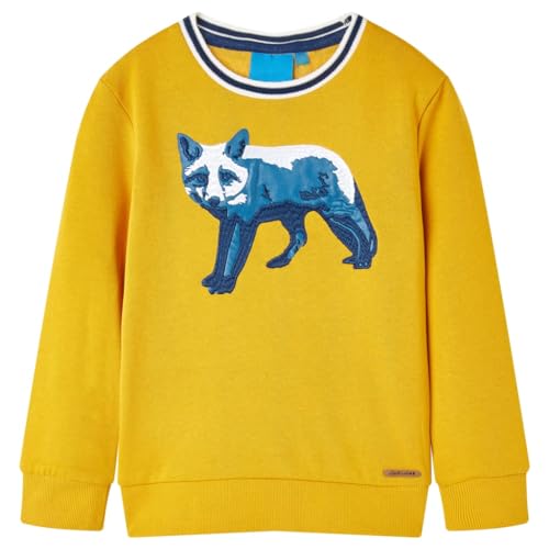 Kinder Sweatshirt mit Fuchs-Aufdruck Langarmshirt Pullover Pulli Ocker 116 von vidaXL