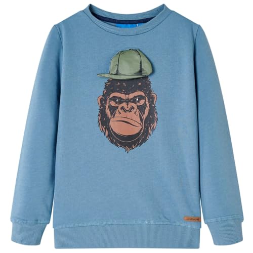 Kinder-Sweatshirt mit Gorilla Langarmshirt Pullover Pulli Shirt Mittelblau 128 von vidaXL