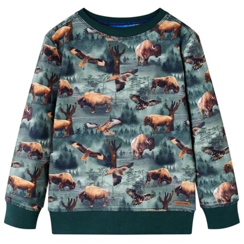 Kinder Sweatshirt mit Rinder Adler Langarmshirt Pullover Pulli Dunkelgrün 140 von vidaXL