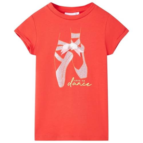 Kinder T-Shirt Rundhalsausschnitt Kindershirt Kurzarmshirt Mädchen Rot 140 von vidaXL
