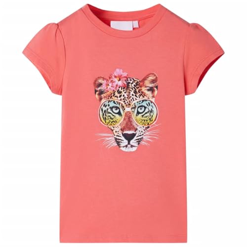 Kinder T-Shirt Rundhalsausschnitt Kurzarm Kindershirt Mädchen Korallenrosa 140 von vidaXL