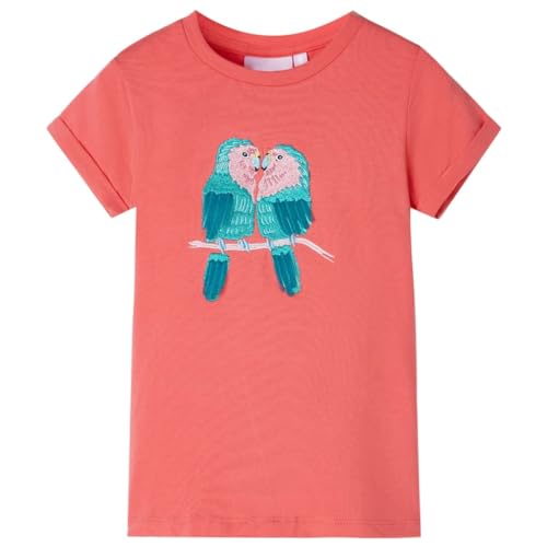 Kinder T-Shirt Rundhalsausschnitt Kurzarmshirt Kindershirt Korallenrosa 140 von vidaXL