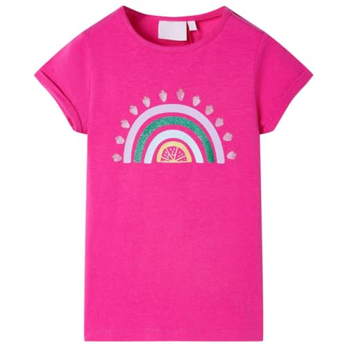 Kinder T-Shirt Rundhalsausschnitt Kurzarmshirt Kindershirt Mädchen Dunkelrosa 92 von vidaXL