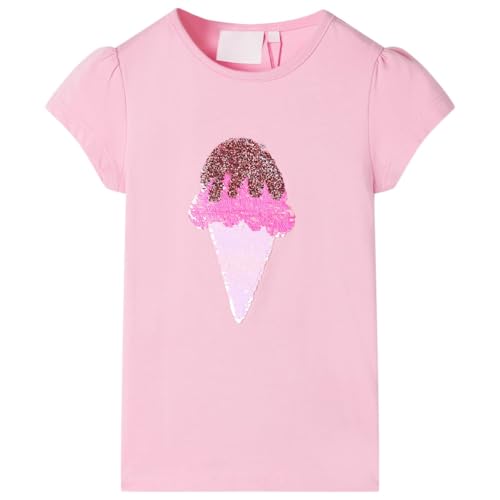 Kinder T-Shirt Rundhalsausschnitt Kurzarmshirt Kindershirt Mädchen Hellrosa 116 von vidaXL