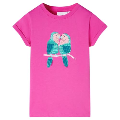 Kinder T-Shirt Rundhalsausschnitt Kurzarmshirt Kindershirt Shirt Dunkelrosa 140 von vidaXL