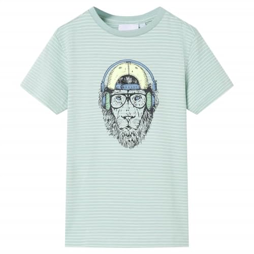 Kinder-T-Shirt mit Streifen Kurzarmshirt Kindershirt Shirt Helles Minzgrün 140 von vidaXL