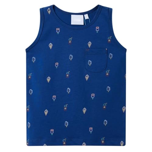 Kinder Tank Top Jungen Unterhemd Trägershirt Ärmellos Shirt Dunkelblau 140 von vidaXL