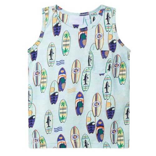 Kinder Tank Top Unterhemd Trägershirt Ärmellos Shirt Hellblau Melange 140 von vidaXL