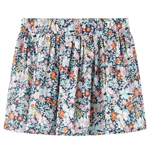 Kinderrock Blumenmuster Mädchen Rock Kinder A-Linie Minirock Dunkelblau 128 von vidaXL