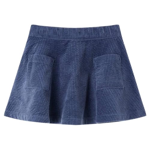 Kinderrock mit Taschen Cordrock Rock Kinder A-Linie Minirock Cord Marineblau 128 von vidaXL