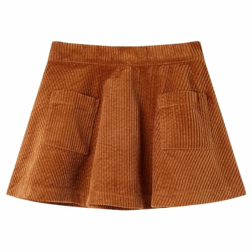 Kinderrock mit Taschen Mädchen Rock Kinder Mädchenrock Minirock Cord Cognac 92 von vidaXL