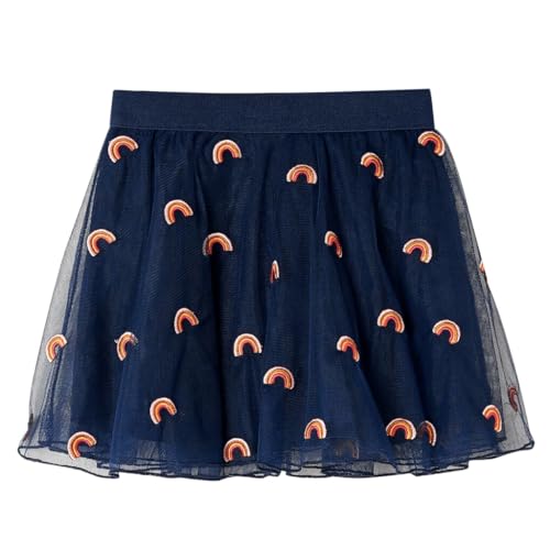 Kinderrock mit Tüll Regenbogen-Stickerei Rock Kinder Tüllrock Marineblau 116 von vidaXL