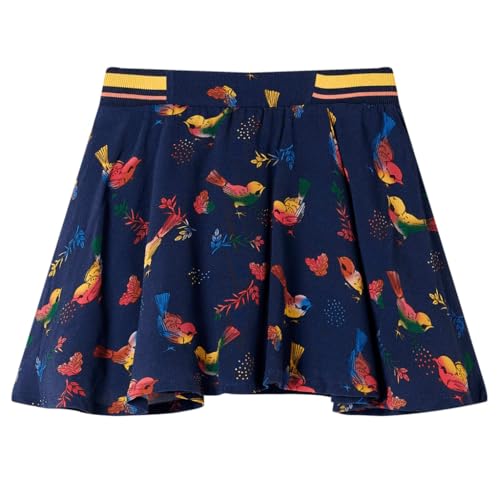 Kinderrock mit Vogel-Motiv Mädchen Rock Kinder A-Linie Minirock Marineblau 128 von vidaXL