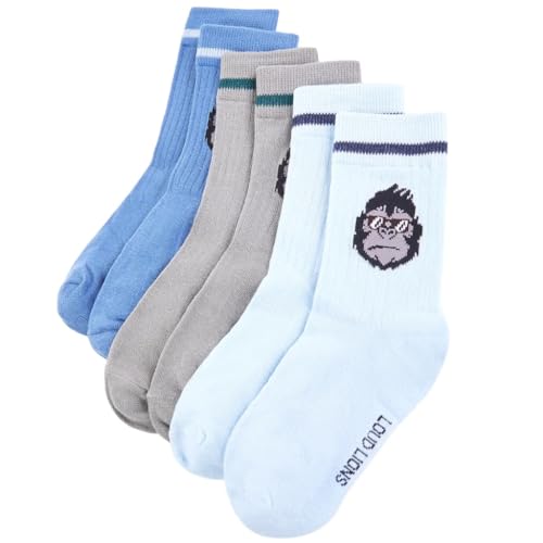 vidaXL Kindersocken 5 Paar mit Gorilla Kinder Socken Strümpfe Freizeitsocken EU 26-29 von vidaXL