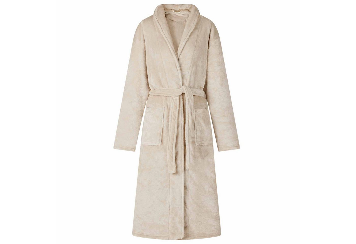 vidaXL Bademantel Bademantel ohne Kapuze Beige L Flanell, Vlies von vidaXL