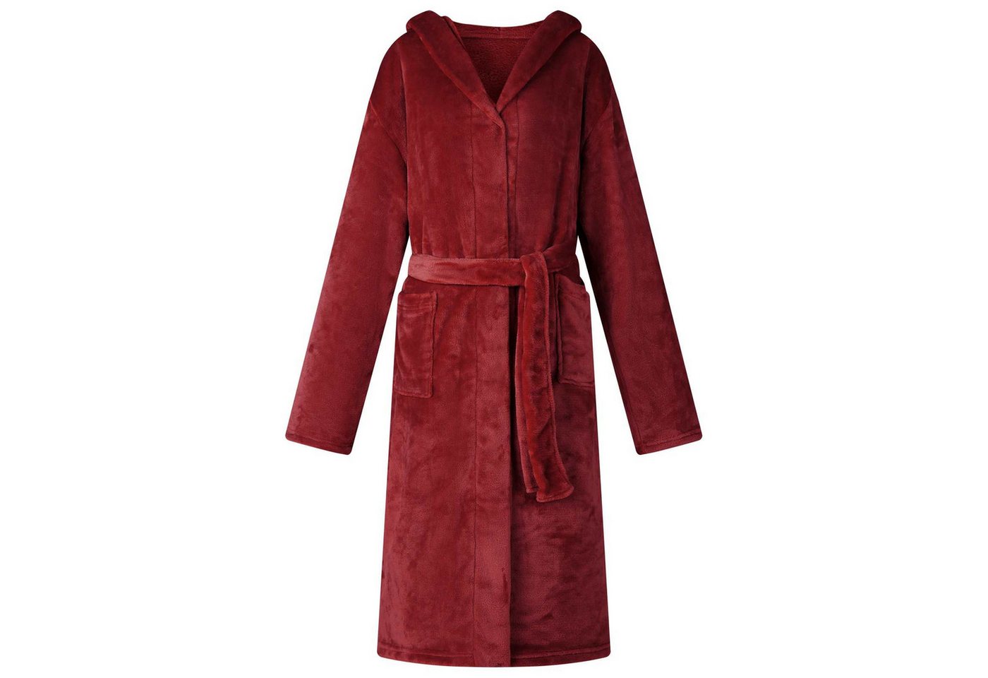 vidaXL Damenbademantel Bademantel Hoodie Bordeauxrot xxl Flanell, 100% Baumwolle von vidaXL