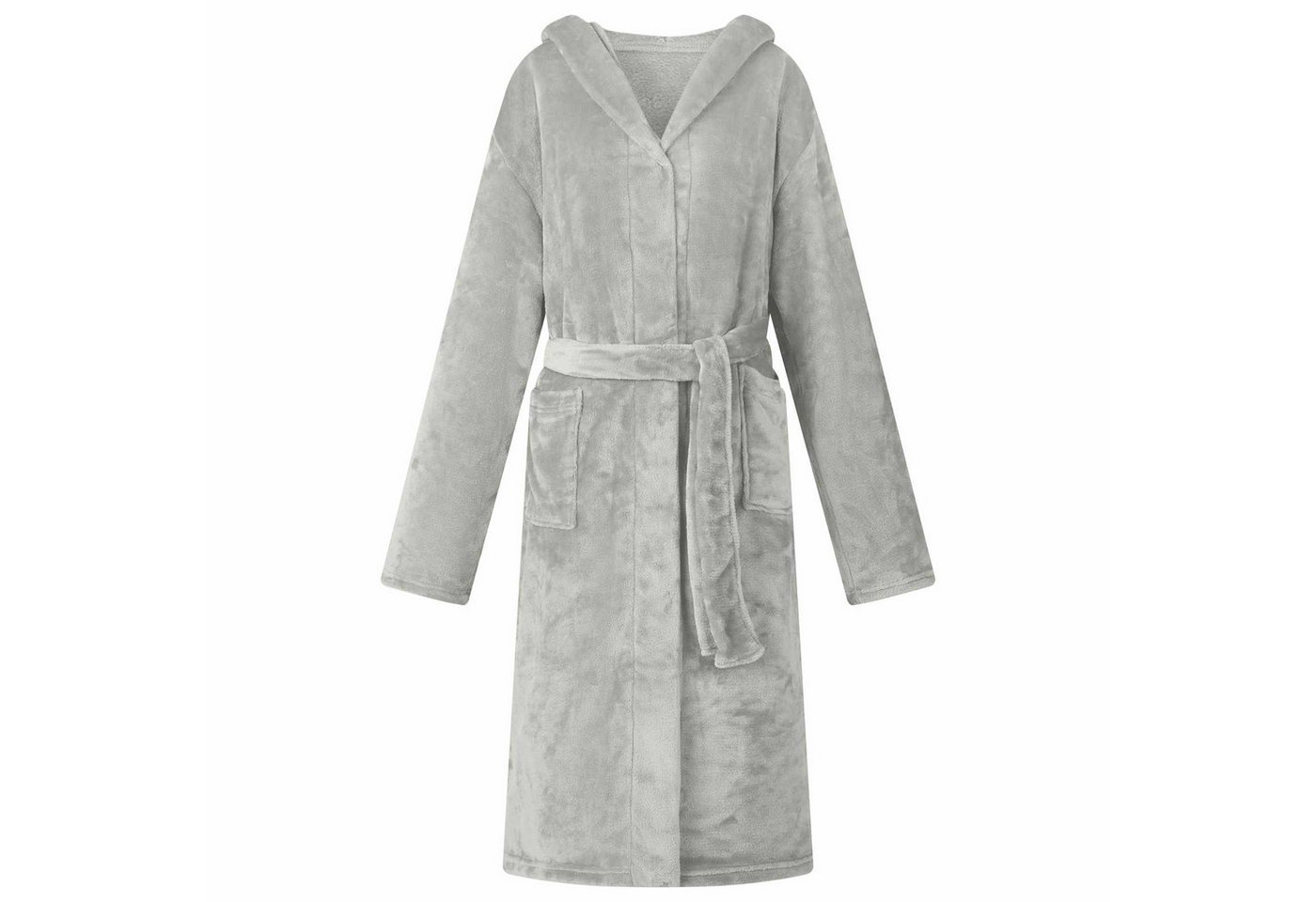 vidaXL Damenbademantel Bademantel Hoodie Grau m Flanell, 100% Baumwolle von vidaXL