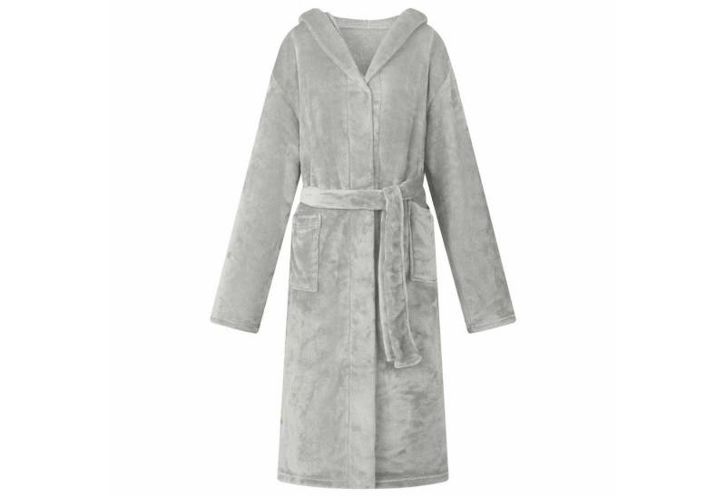 vidaXL Damenbademantel Bademantel Hoodie Grau m Flanell, 100% Baumwolle von vidaXL