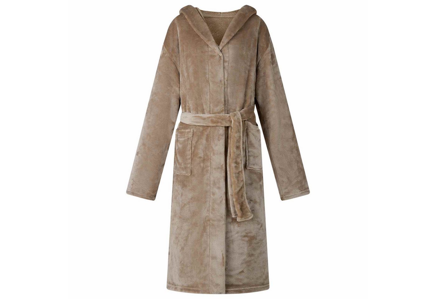 vidaXL Damenbademantel Bademantel Hoodie Kamel m Flanell, 100% Baumwolle von vidaXL