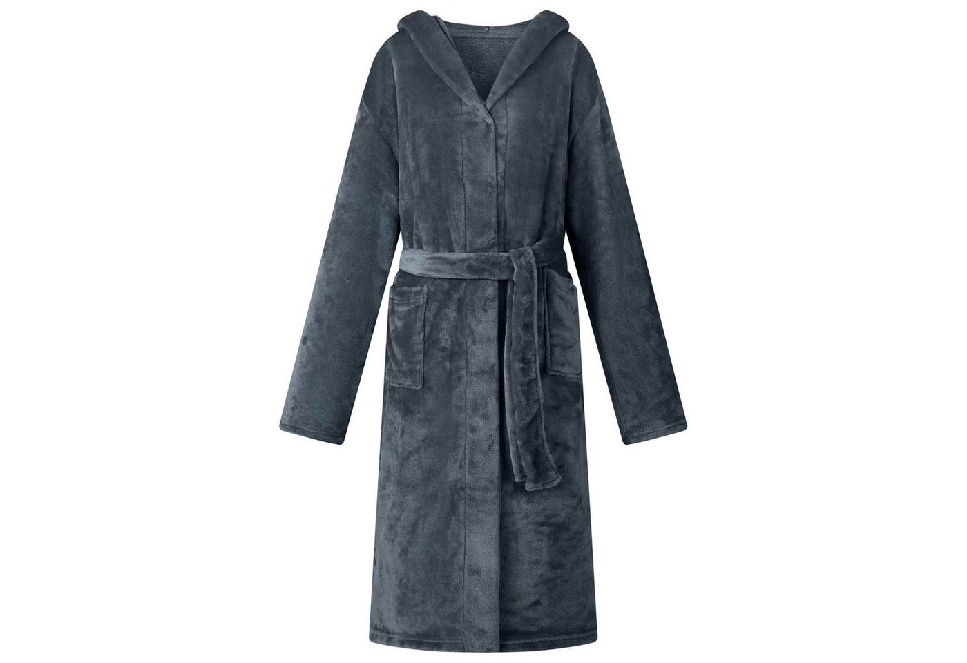 vidaXL Damenbademantel Bademantel Hoodie Marineblau m Flanell, 100% Baumwolle von vidaXL