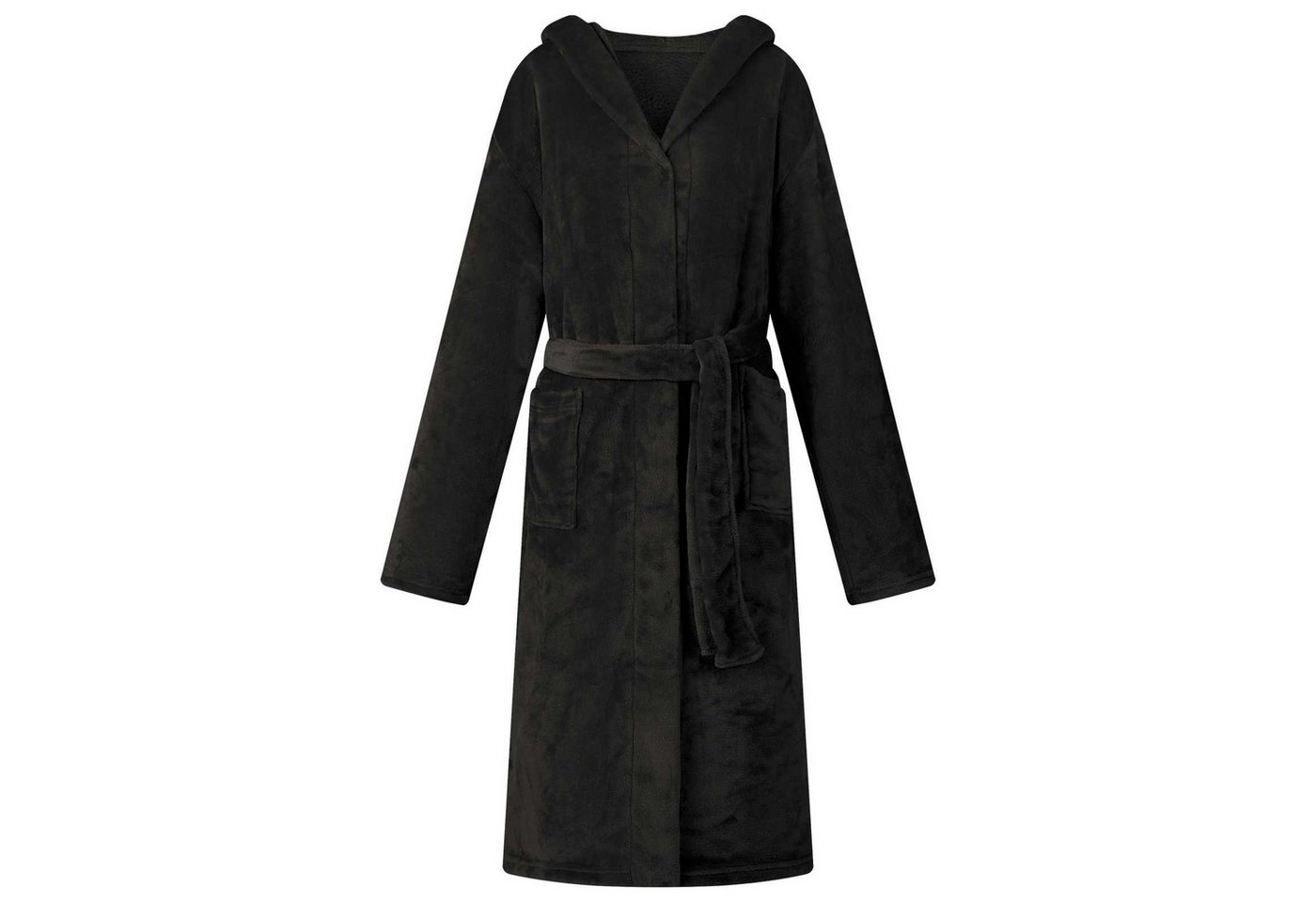 vidaXL Damenbademantel Bademantel Hoodie Schwarz m Flanell, 100% Baumwolle von vidaXL