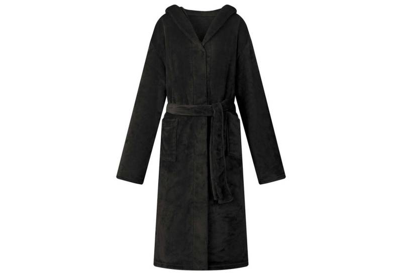 vidaXL Damenbademantel Bademantel Hoodie Schwarz m Flanell, 100% Baumwolle von vidaXL