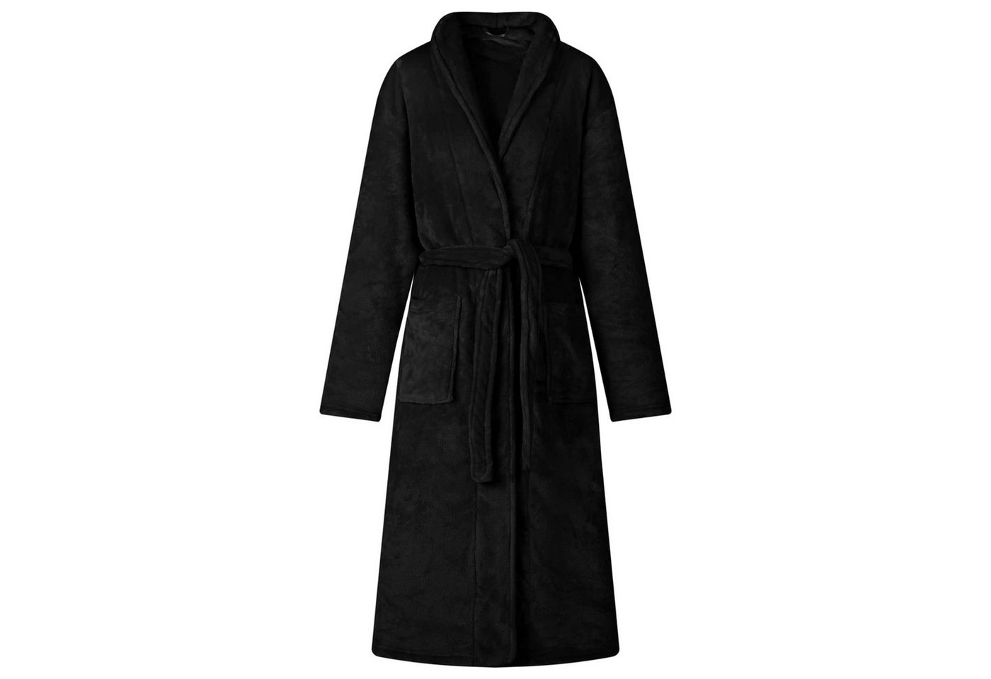 vidaXL Damenbademantel Bademantel ohne Kapuze Schwarz s Flanell, 100% Baumwolle von vidaXL