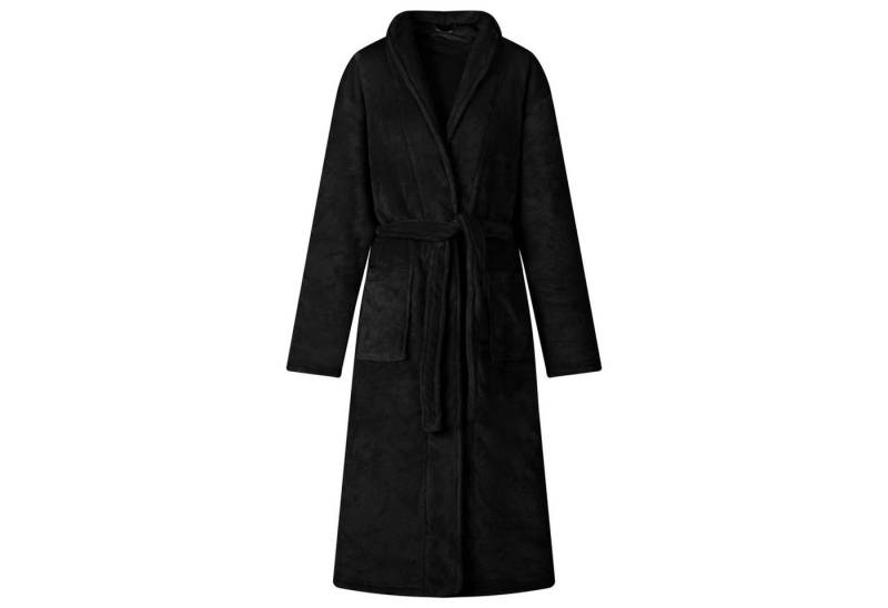 vidaXL Damenbademantel Bademantel ohne Kapuze Schwarz s Flanell, 100% Baumwolle von vidaXL