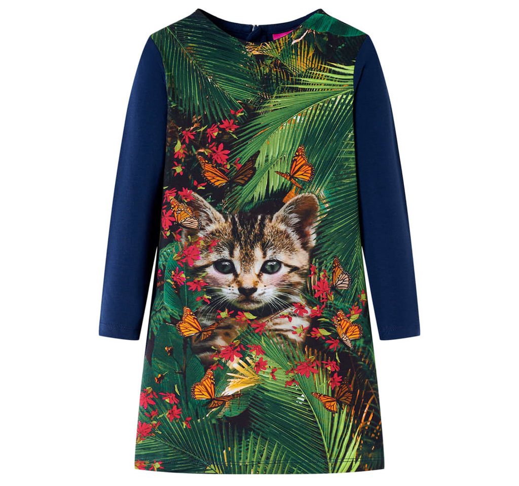 vidaXL Druckkleid Kinderkleid mit Langen Ärmeln Marineblau 116 von vidaXL