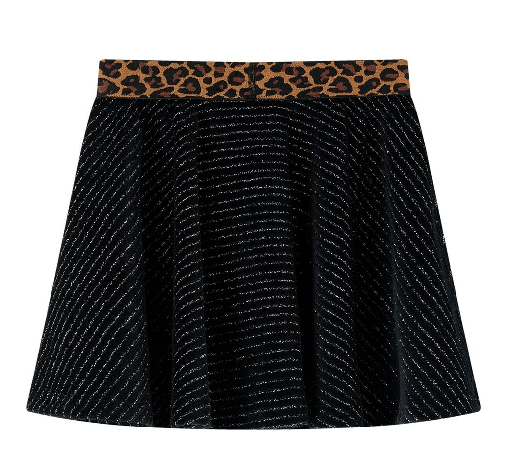 vidaXL Faltenrock Kinderrock mit Bund in Leopardenmuster Schwarz 104 von vidaXL