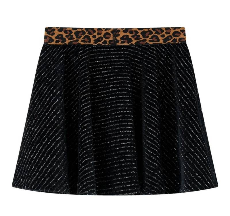vidaXL Faltenrock Kinderrock mit Bund in Leopardenmuster Schwarz 104 von vidaXL