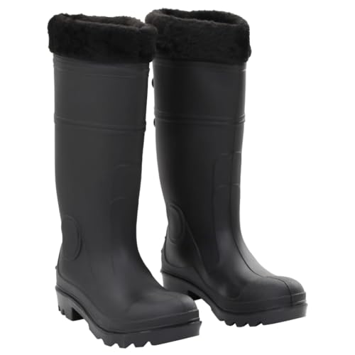 vidaXL Gummistiefel mit Herausnehmbarem Innenfutter, Regenstiefel Rutschfest, Anglerstiefel Wasserdicht, Arbeitsstiefel Gartenstiefel Langschaft Stiefel, Schwarz Größe 40 PVC von vidaXL