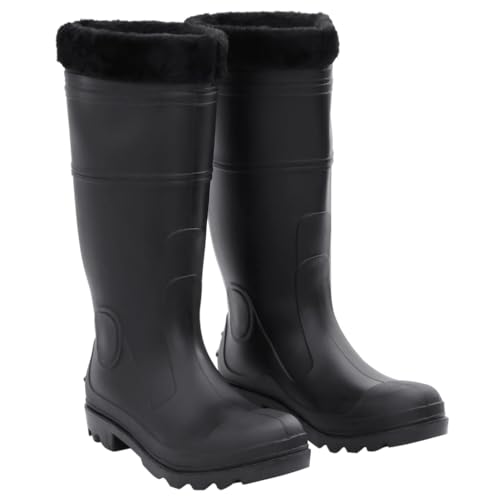 vidaXL Gummistiefel mit Herausnehmbarem Innenfutter, Regenstiefel rutschfest, Anglerstiefel Wasserdicht, Arbeitsstiefel Gartenstiefel Langschaft Stiefel, Schwarz Größe 43 PVC von vidaXL