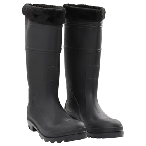 vidaXL Gummistiefel mit Herausnehmbarem Innenfutter, Regenstiefel Rutschfest, Anglerstiefel Wasserdicht, Arbeitsstiefel Gartenstiefel Langschaft Stiefel, Schwarz Größe 45 PVC von vidaXL