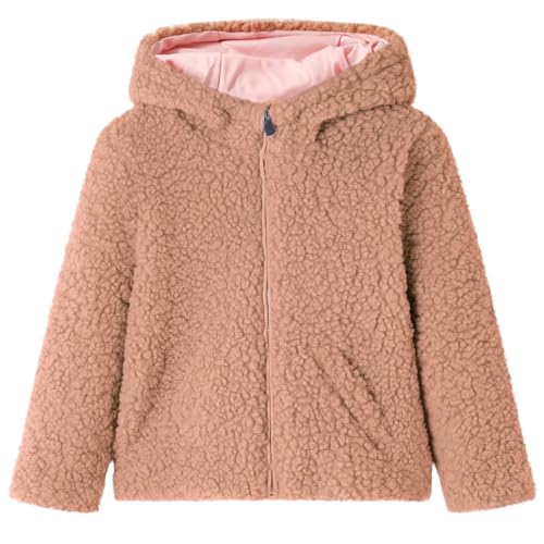 vidaXL Kinder Kapuzenjacke Teddy-Kunstpelz Kinderjacke Sweatjacke Heller Cognac 128 von vidaXL