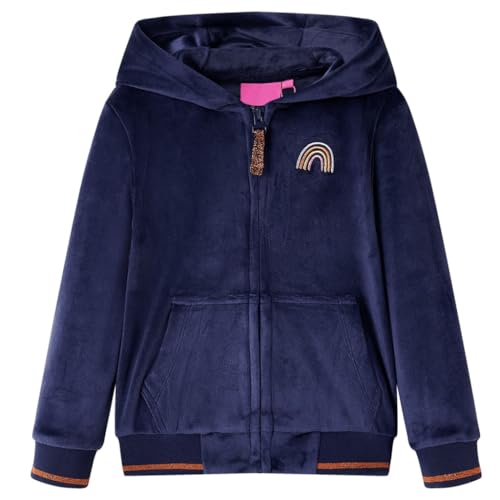 vidaXL Kinder Kapuzenjacke mit Regenbogen Kinderjacke Sweatjacke Jacke Marineblau 128 von vidaXL