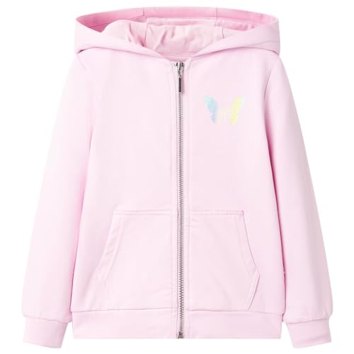 vidaXL Kinder Kapuzenpullover Hoodie Sweatshirt Sweatjacke Langarm Mädchen Hellrosa 128 von vidaXL